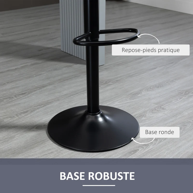 Lot de 2 tabourets de bar hauteur réglable pivotant 43 x 45 x 81-101 cm confort design contemporain en polyester gris 21_0002293