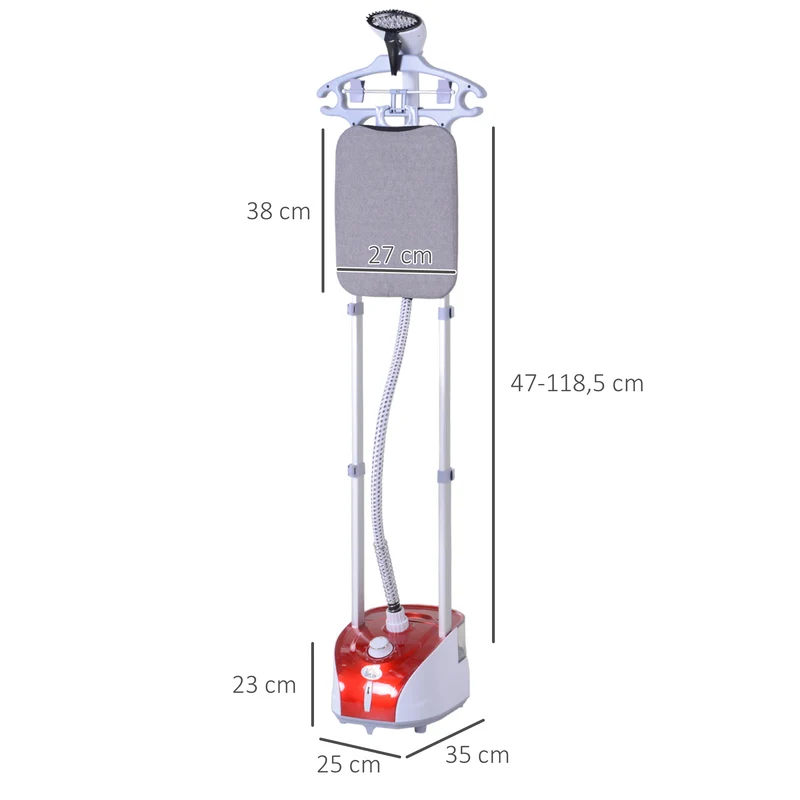 Défroisseur vapeur vertical pour vêtements 35 x 25 x 119 cm préchauffage 38 s autonomie 55 min moderne épuré en PP rouge 21_0005954