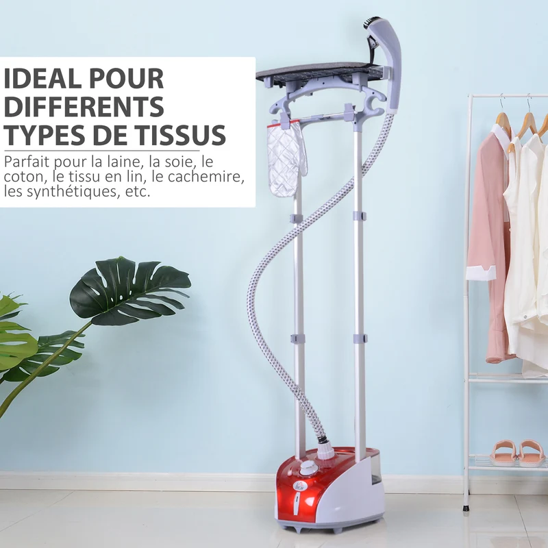 Défroisseur vapeur vertical pour vêtements 35 x 25 x 119 cm préchauffage 38 s autonomie 55 min moderne épuré en PP rouge 21_0005954