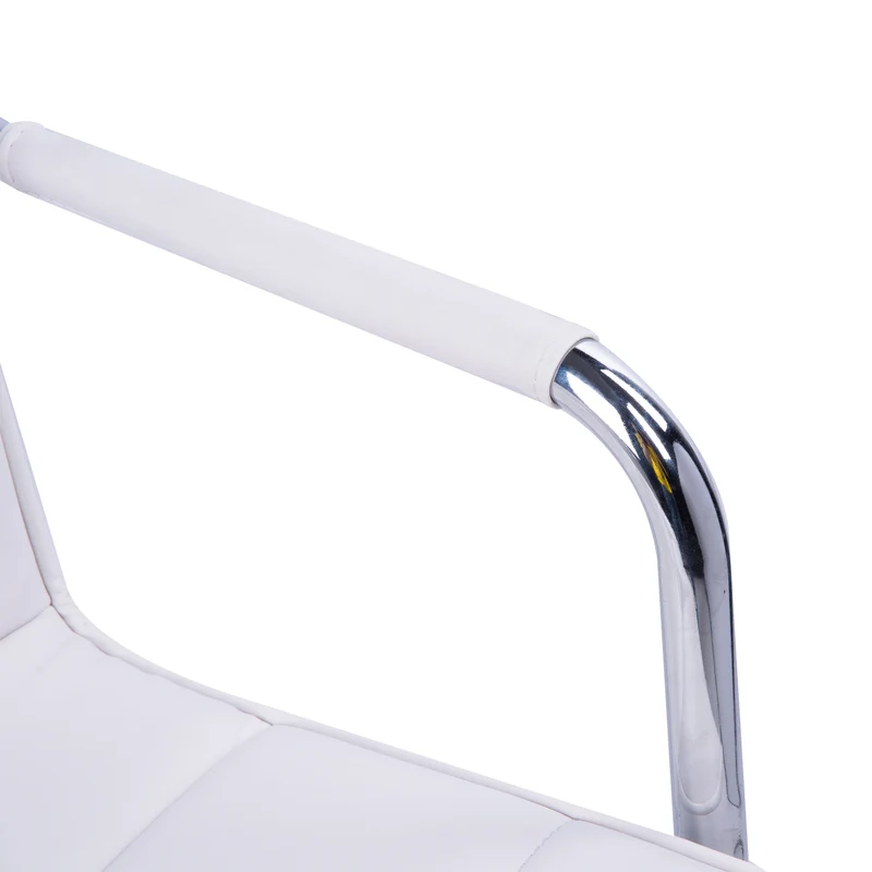 Chaise de bureau pivotante 52,5 x 54 x 84-99 cm assise réglable soutien dorsal rembourrée moderne en synthétique blanc 21_0000096