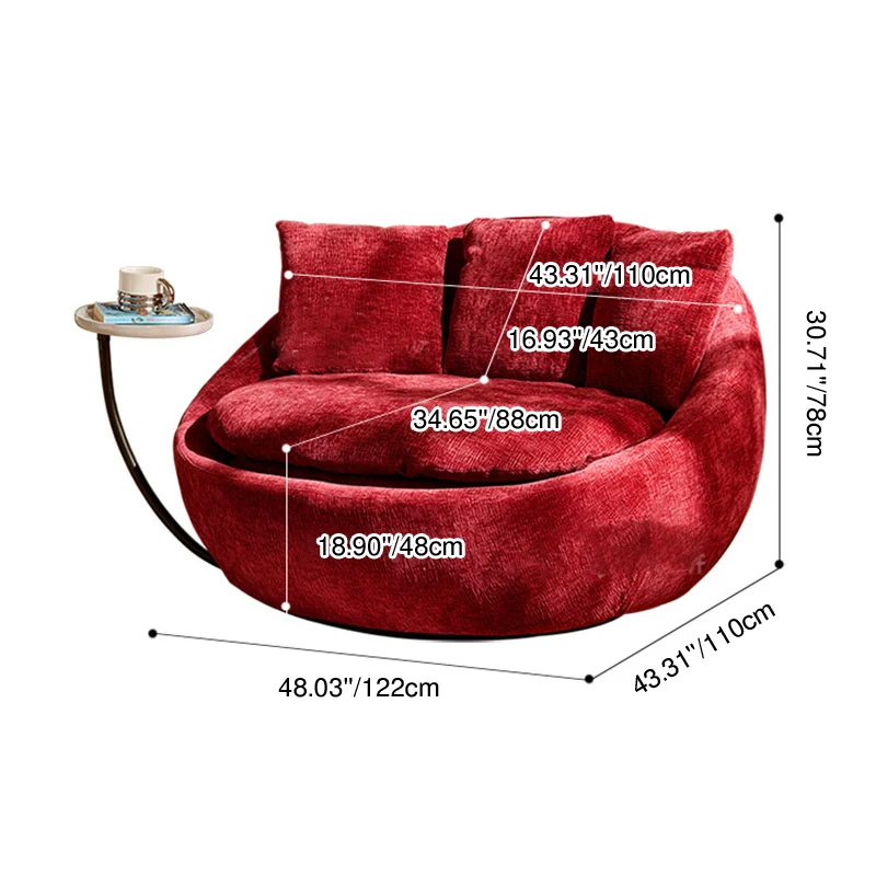 Traditional Vintage Curved Chenille Velvet Sponge Pearl Cotton Solid Wood Hardware Accent Chair Backrest For Living Room