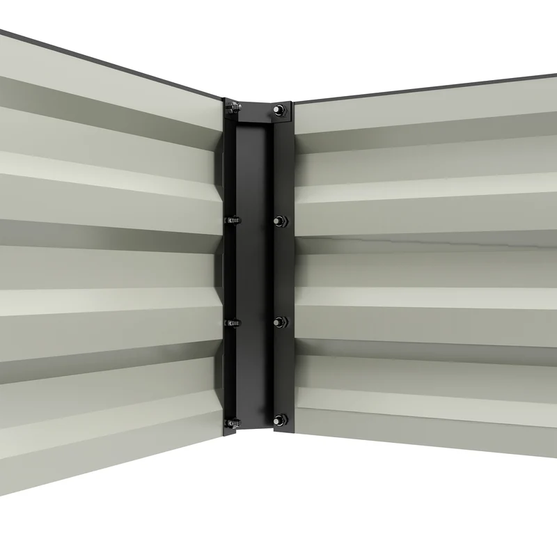 Bac rectangulaire surélevé jardin 150 x 70 x 30 cm fond ouvert bordure de sécurité moderne en acier galvanisé noir 21_0005456
