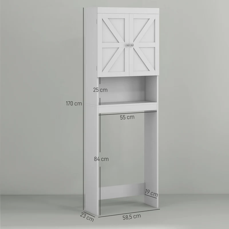 Armoire de rangement au-dessus des toilettes 58,5 x 23 x 170 cm gain de place étagère réglable utile moderne en MDF blanc 21_0002018