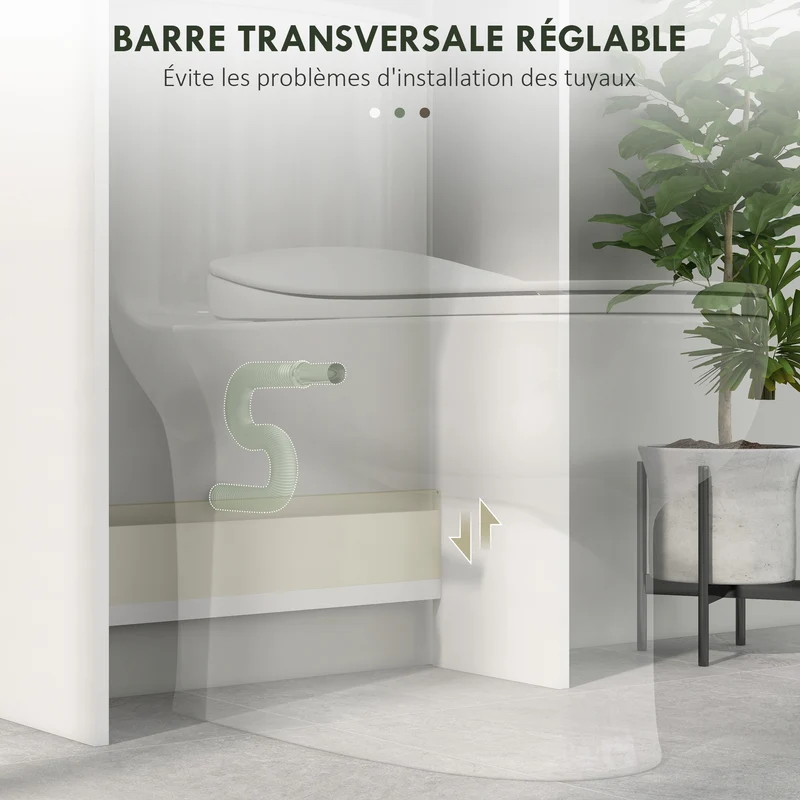 Armoire de rangement au-dessus des toilettes 58,5 x 23 x 170 cm gain de place étagère réglable utile moderne en MDF blanc 21_0002018