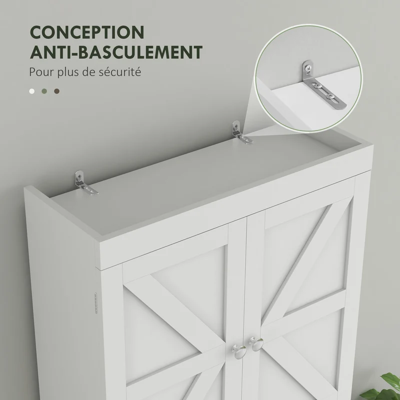 Armoire de rangement au-dessus des toilettes 58,5 x 23 x 170 cm gain de place étagère réglable utile moderne en MDF blanc 21_0002018