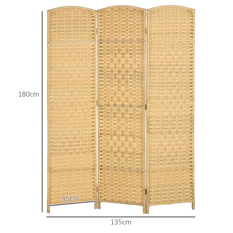 Paravent intérieur 3 panneaux 135 x 2 x 180 cm pliable séparation salon chambre scandinave en polypropylène bois naturel 21_0001333