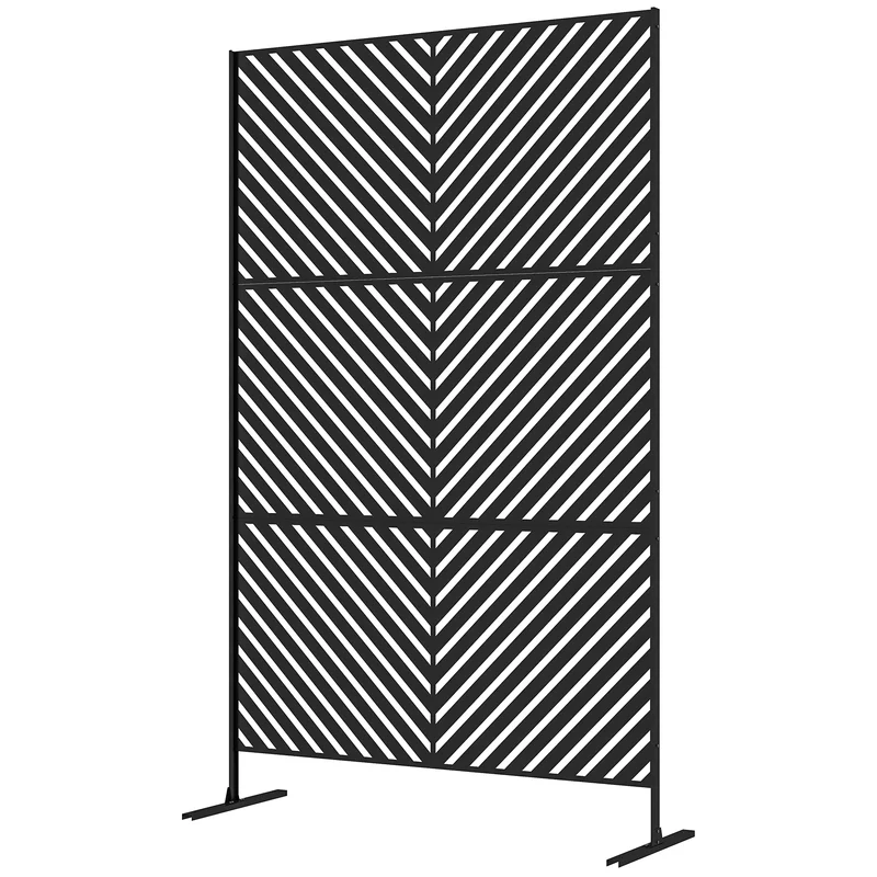 Panneau brise vue extérieur paravent terrasse 122 x 45 x 198 cm délimite espaces assure intimité décoratif en acier noir 21_0003983