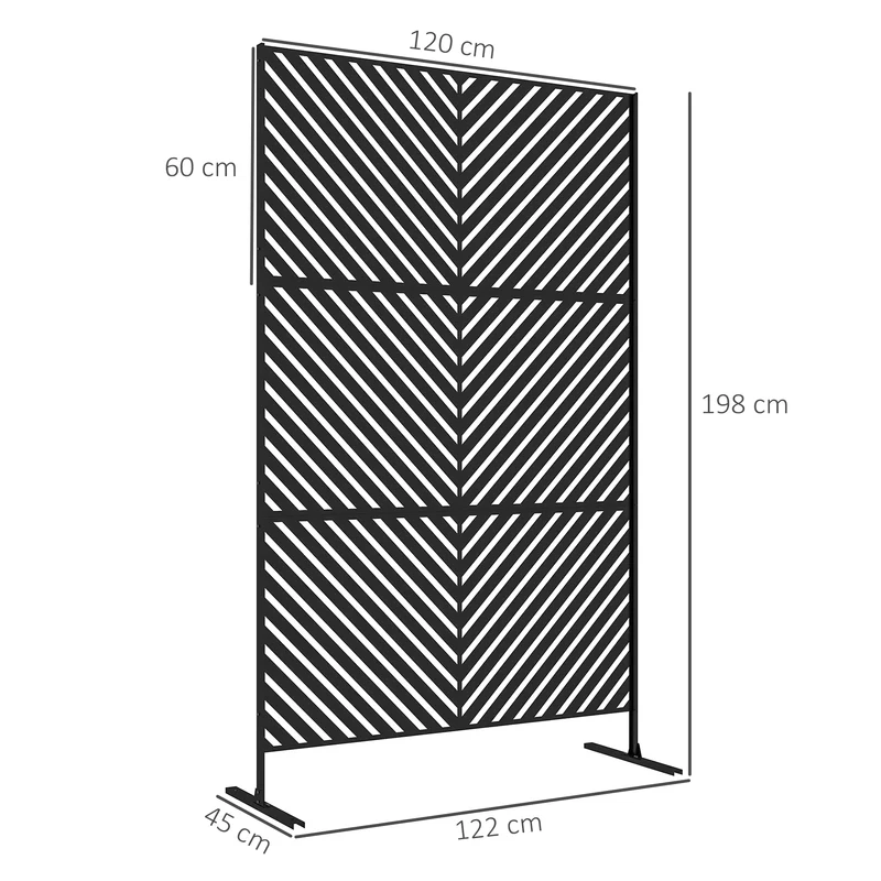 Panneau brise vue extérieur paravent terrasse 122 x 45 x 198 cm délimite espaces assure intimité décoratif en acier noir 21_0003983