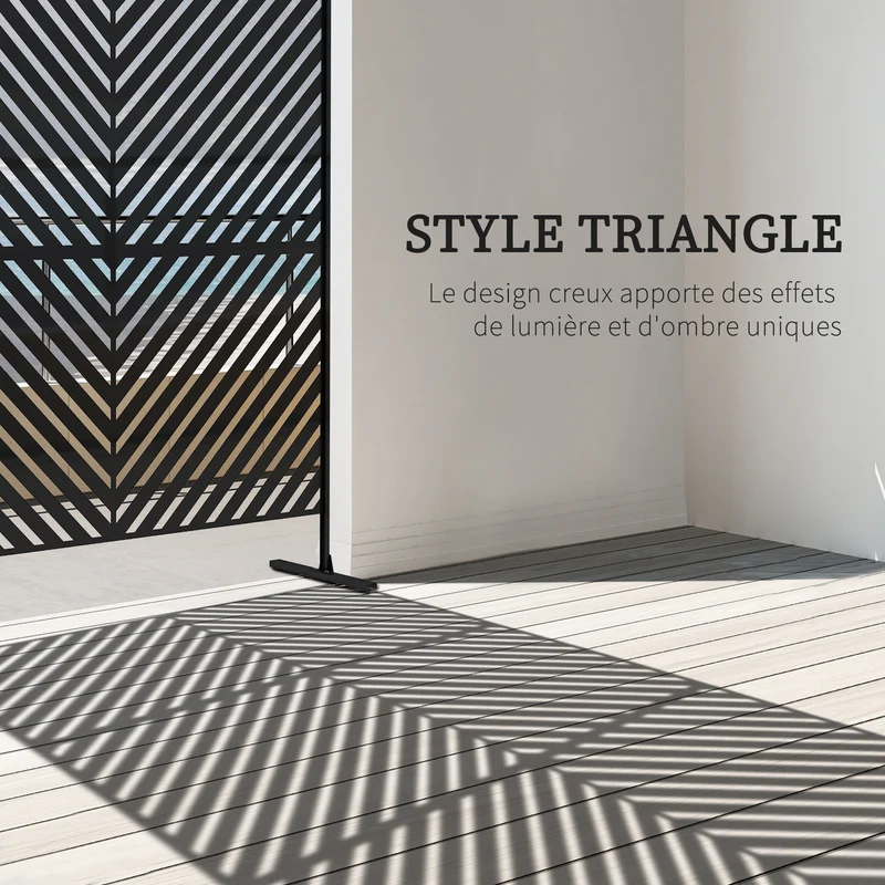 Panneau brise vue extérieur paravent terrasse 122 x 45 x 198 cm délimite espaces assure intimité décoratif en acier noir 21_0003983