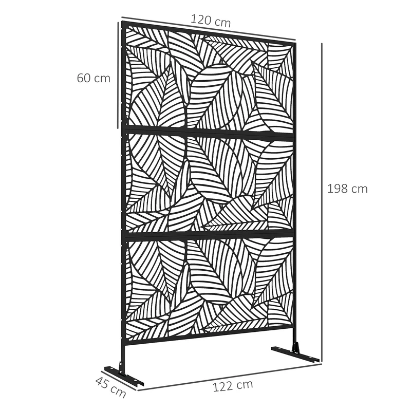 Panneau brise vue décoratif extérieur 122 x 45 x 198 cm intimité délimitation style contemporain moderne en acier noir 21_0003984