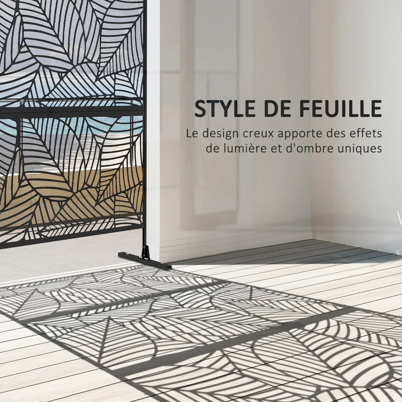 Panneau brise vue décoratif extérieur 122 x 45 x 198 cm intimité délimitation style contemporain moderne en acier noir 21_0003984