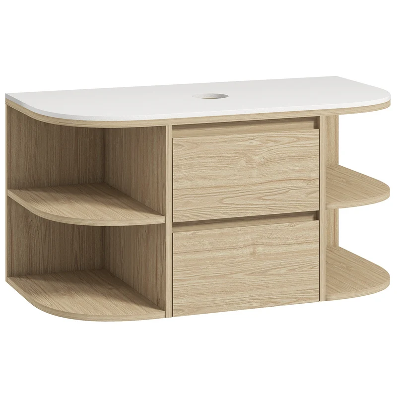 Meuble sous lavabo suspendu gain de place 90 x 45 x 46 cm rangement tiroirs fermeture douce design moderne en MDF marron 21_0002026