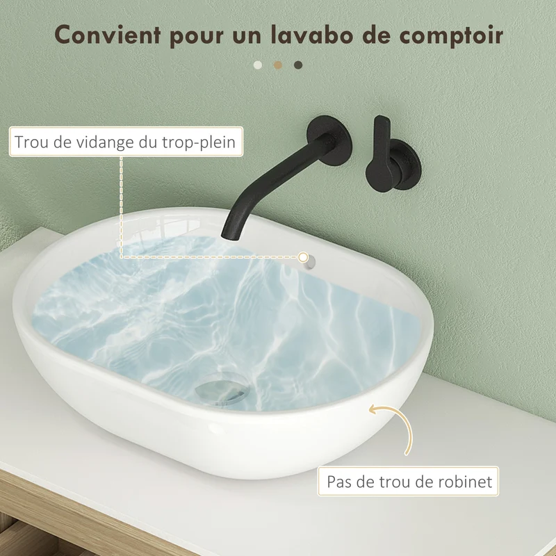 Meuble sous lavabo suspendu gain de place 90 x 45 x 46 cm rangement tiroirs fermeture douce design moderne en MDF marron 21_0002026