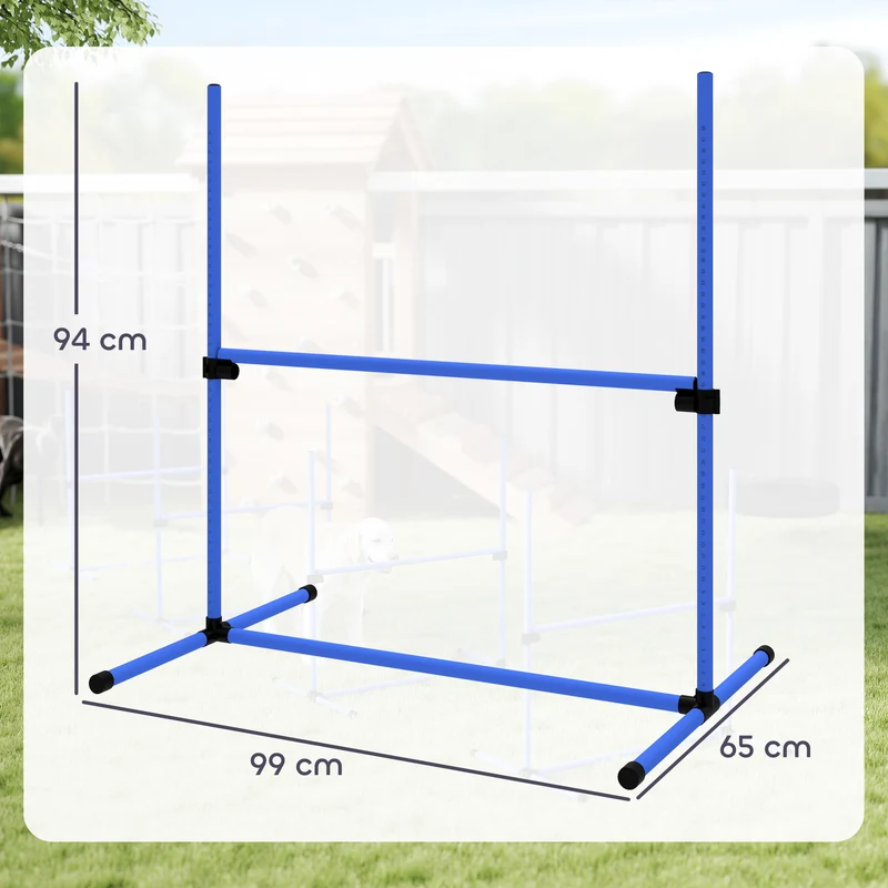 Lot de 4 obstacles d'agilité pour chiens 99 x 65 x 94 cm hauteur réglable montage rapide moderne en polyéthylène bleu 21_0007514