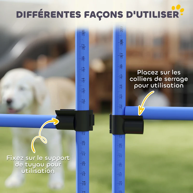 Lot de 4 obstacles d'agilité pour chiens 99 x 65 x 94 cm hauteur réglable montage rapide moderne en polyéthylène bleu 21_0007514