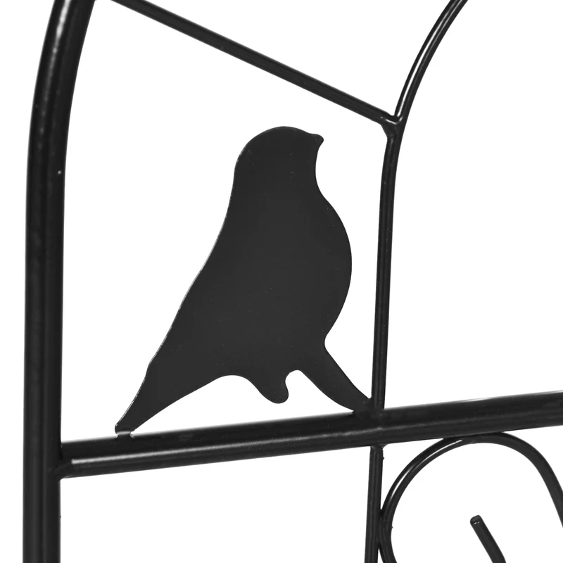 Lot de 2 treillis de jardin pour plantes grimpantes 38 x 98 cm motifs trèfle et oiseau résistant décoratif en métal noir 21_0004319