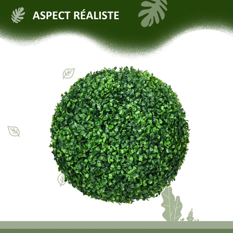 Lot de 2 boules de buis déco pour intérieur et extérieur 40 x 40 x 40 cm réaliste sans entretien tendance en pe vert 21_0001300