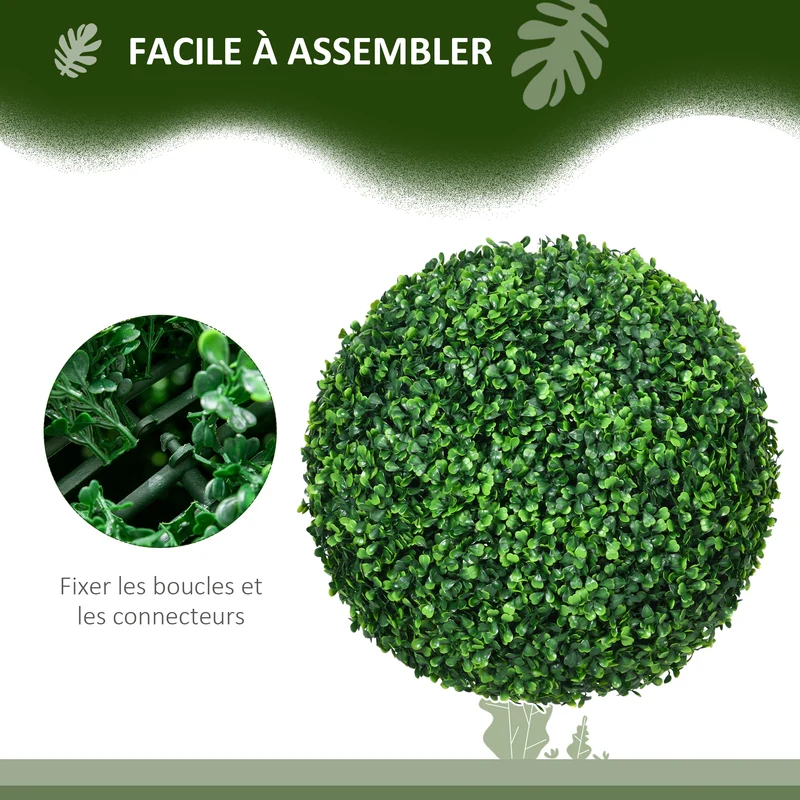Lot de 2 boules de buis déco pour intérieur et extérieur 40 x 40 x 40 cm réaliste sans entretien tendance en pe vert 21_0001300