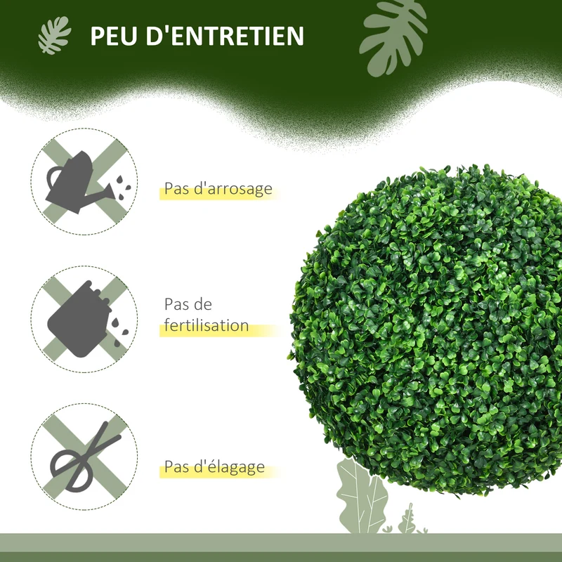 Lot de 2 boules de buis déco pour intérieur et extérieur 40 x 40 x 40 cm réaliste sans entretien tendance en pe vert 21_0001300