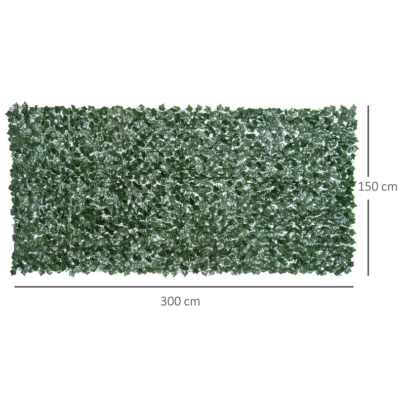 Haie artificielle brise-vue jardin 300 x 150 cm feuillage réaliste pose facile design ambiance cosy en pe vert foncé 21_0003930