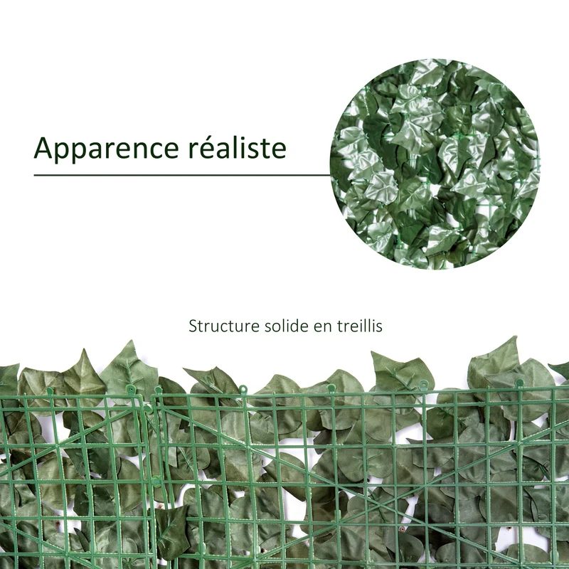 Haie artificielle brise-vue jardin 300 x 150 cm feuillage réaliste pose facile design ambiance cosy en pe vert foncé 21_0003930