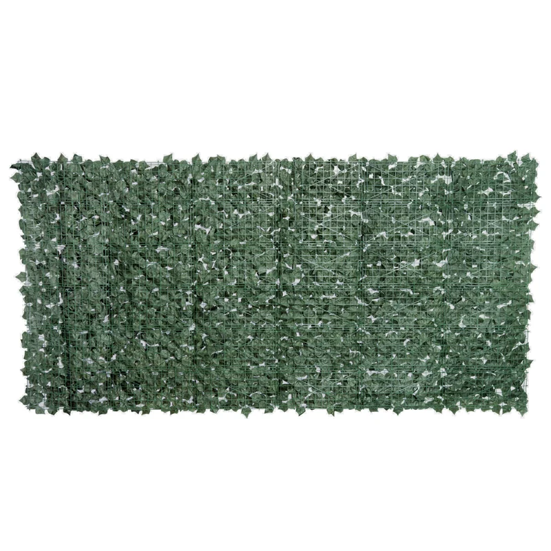 Haie artificielle brise-vue jardin 300 x 150 cm feuillage réaliste pose facile design ambiance cosy en pe vert foncé 21_0003930