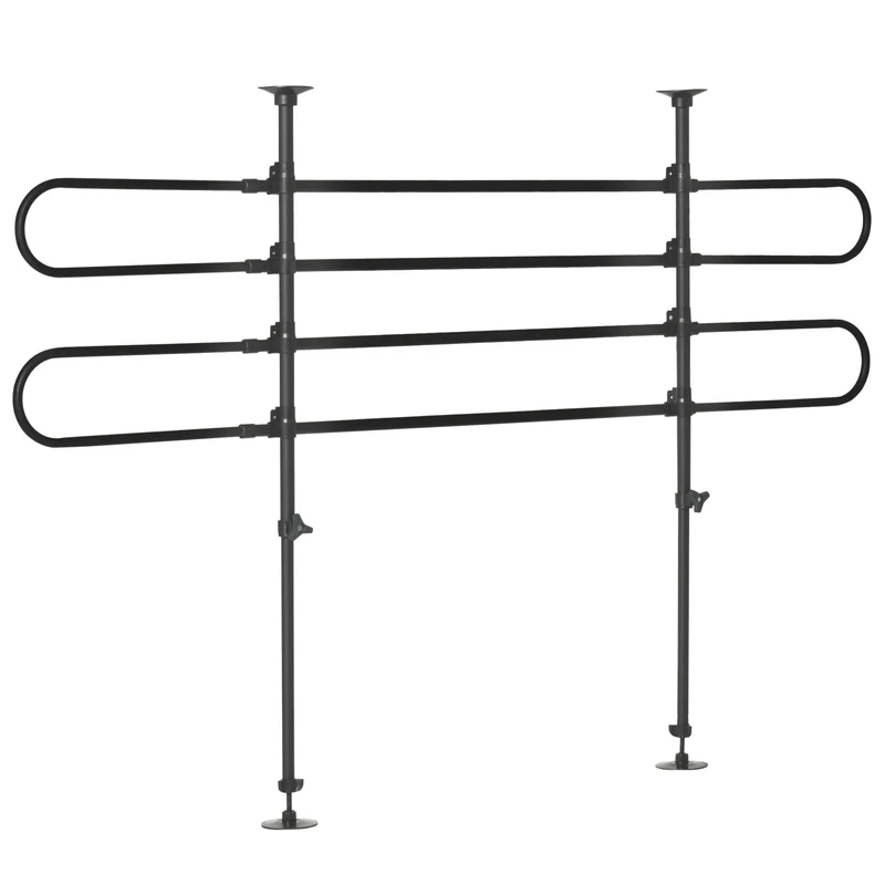 Grille de séparation voiture pour coffre 87-135 x 5 x 60-105 cm sécurité réglable pose sans outil épuré en acier noir 21_0007203