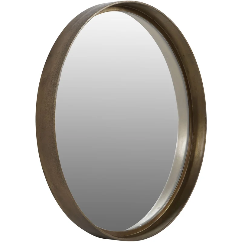 Brass Textured Round Mirror