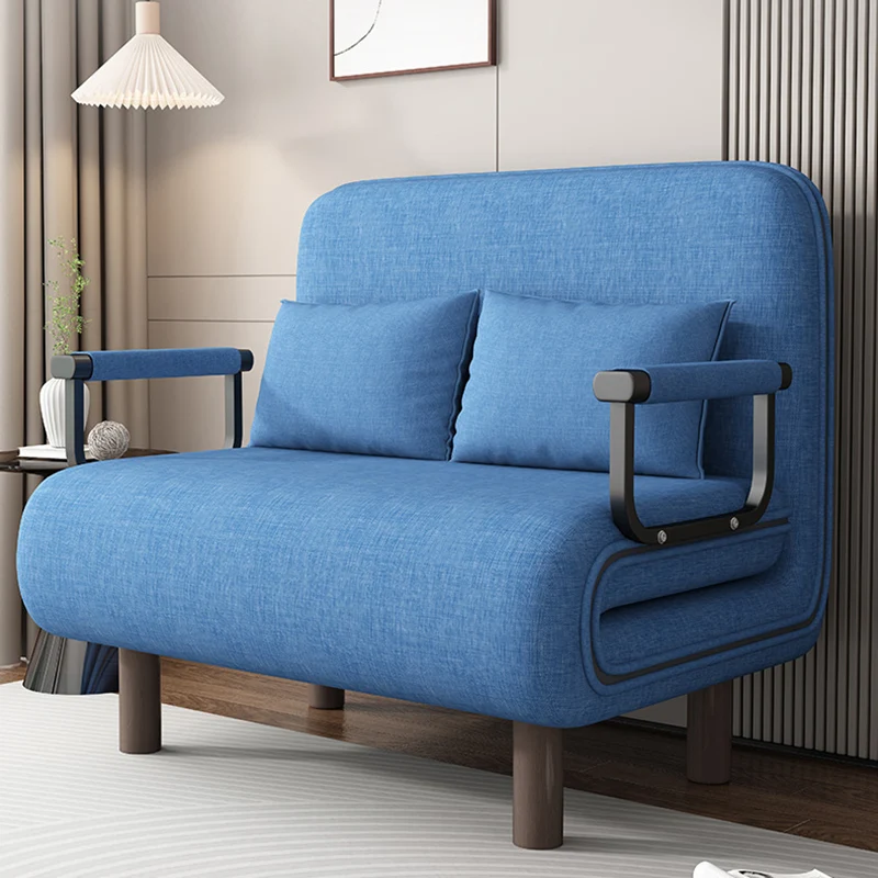 Modern Minimalist Curved Carbon Steel Sponge Linen Solid Wood Accent Chair Backrest Armrest For Living Room