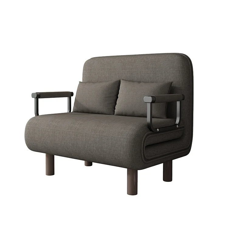 Modern Minimalist Curved Carbon Steel Sponge Linen Solid Wood Accent Chair Backrest Armrest For Living Room
