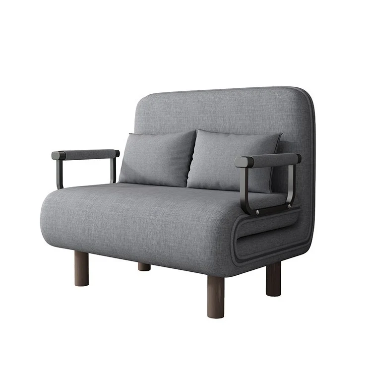 Modern Minimalist Curved Carbon Steel Sponge Linen Solid Wood Accent Chair Backrest Armrest For Living Room