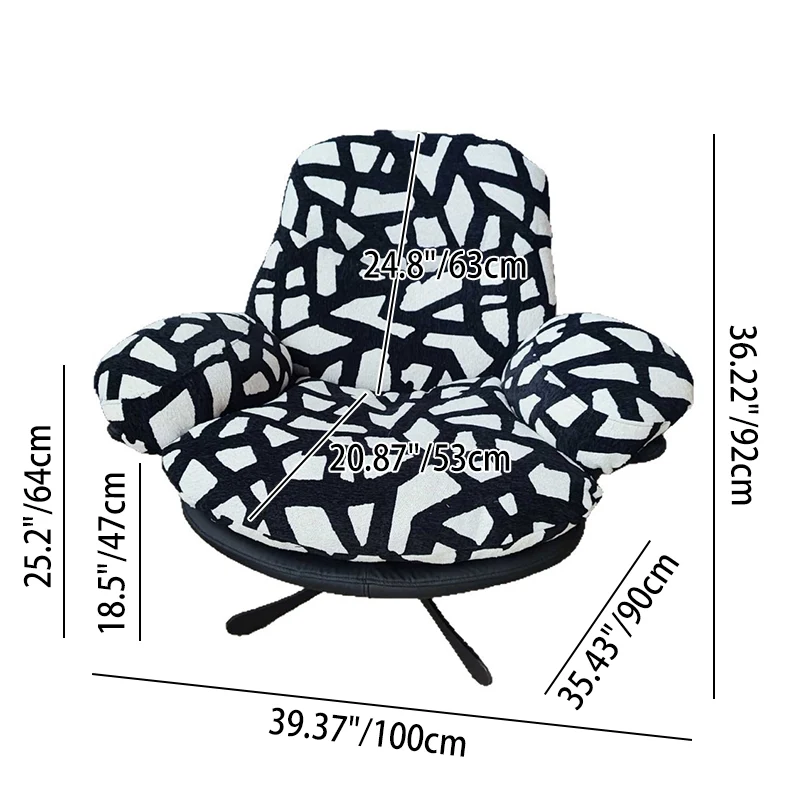Modern Minimalist Curved Metal Linen-Cotton Cat-Scratch-Resistant Leather Accent Chair Sponge Pearl Cotton Backrest Armrest For Living Room