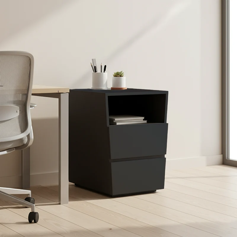 Compact Office Bedside Cabinet - Space-Saving Solid Wood & Organized Storage Cabinet 2-Drawer For Home Office