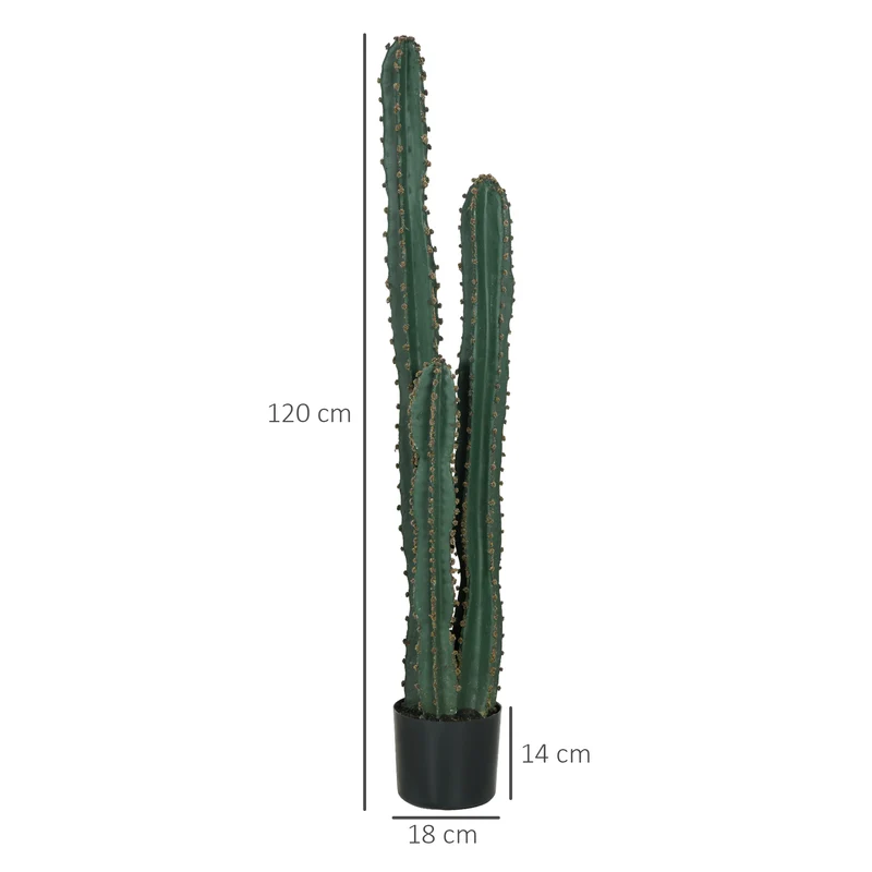 Cactus artificiel grande taille 18 x 120 cm pot stable lesté entretien facile style moderne salon en polyéthylène vert 21_0003942