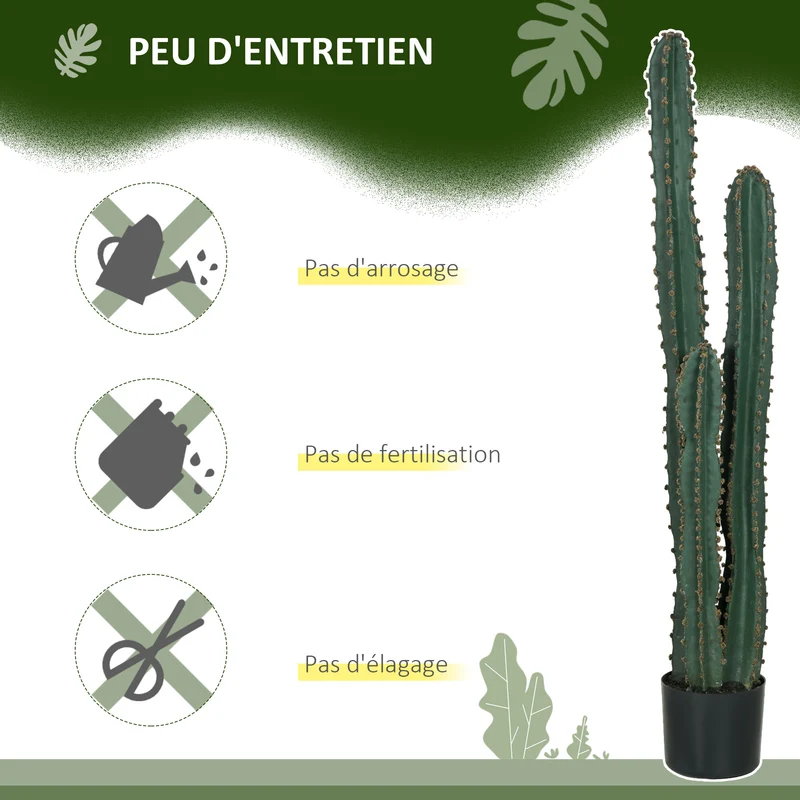 Cactus artificiel grande taille 18 x 120 cm pot stable lesté entretien facile style moderne salon en polyéthylène vert 21_0003942