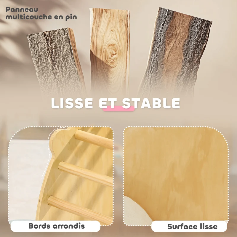 Arche 3 en 1 fauteuil bascule et table de jeu 90 x 52 x 50 cm évolutive sécurisée scandinave douillet en bois naturel 21_0000306