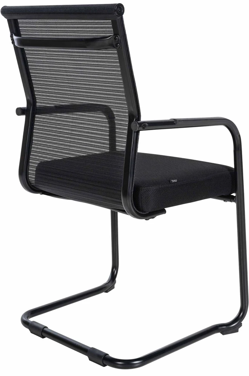 Lot de 2 chaises visiteur cantilever mesh respirant et accoudoirs revêtement en maille noir cadre en métal noir 10_0008821