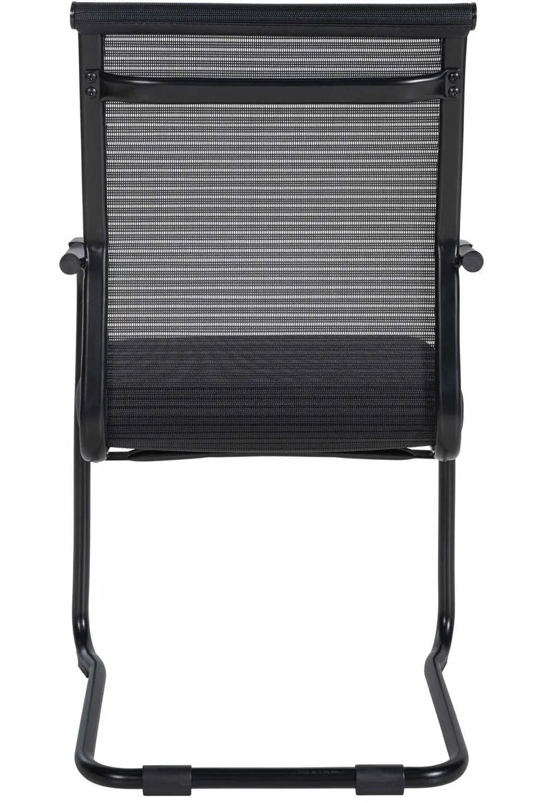 Lot de 2 chaises visiteur cantilever mesh respirant et accoudoirs revêtement en maille noir cadre en métal noir 10_0008821