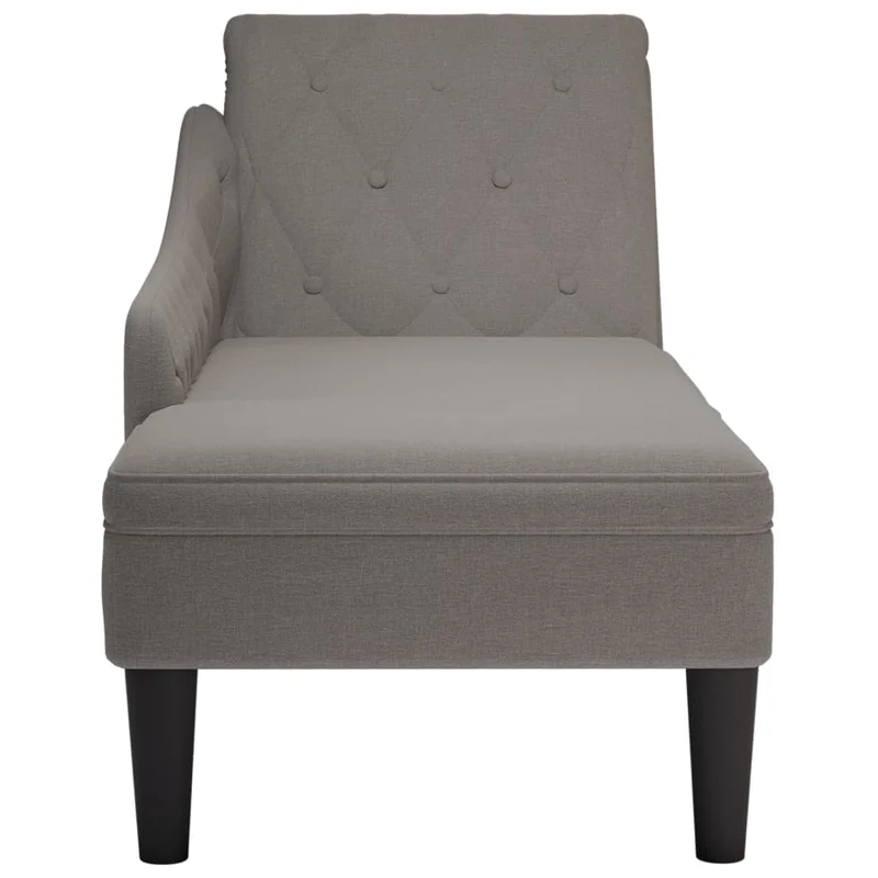 Méridienne chaise longue pour intérieur avec coussin et accoudoir droit en tissu taupe DEC026264