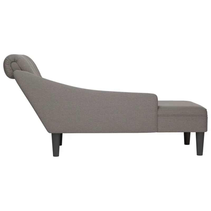 Méridienne chaise longue pour intérieur avec coussin et accoudoir droit en tissu taupe DEC026264
