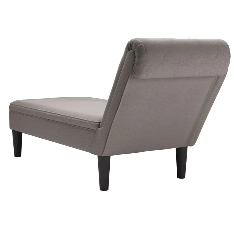 Méridienne chaise longue pour intérieur avec coussin et accoudoir droit en tissu taupe DEC026264
