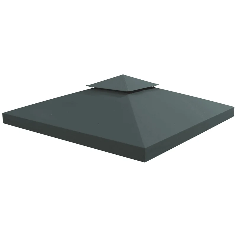 Toit de rechange pavillon jardin 300 x 300 cm hydrofuge protection solaire style moderne en polyester gris anthracite 21_0004735