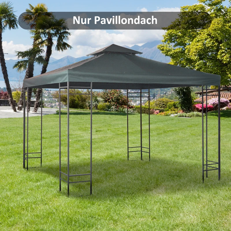 Toit de rechange pavillon jardin 300 x 300 cm hydrofuge protection solaire style moderne en polyester gris anthracite 21_0004735