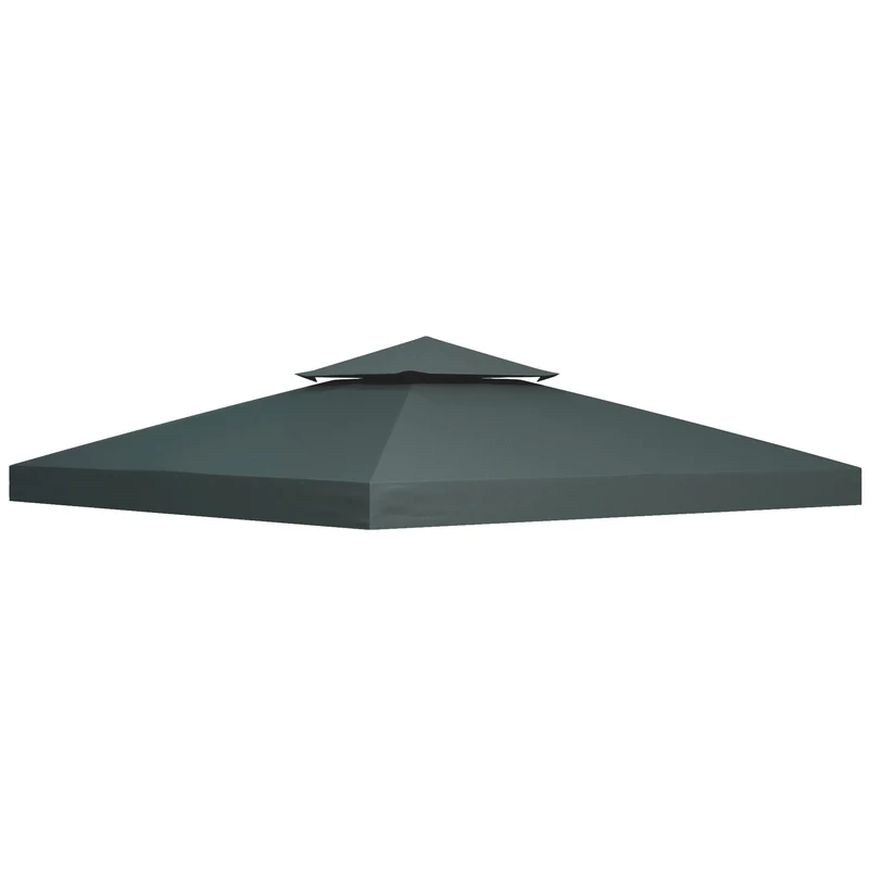 Toit de rechange pavillon jardin 300 x 300 cm hydrofuge protection solaire style moderne en polyester gris anthracite 21_0004735