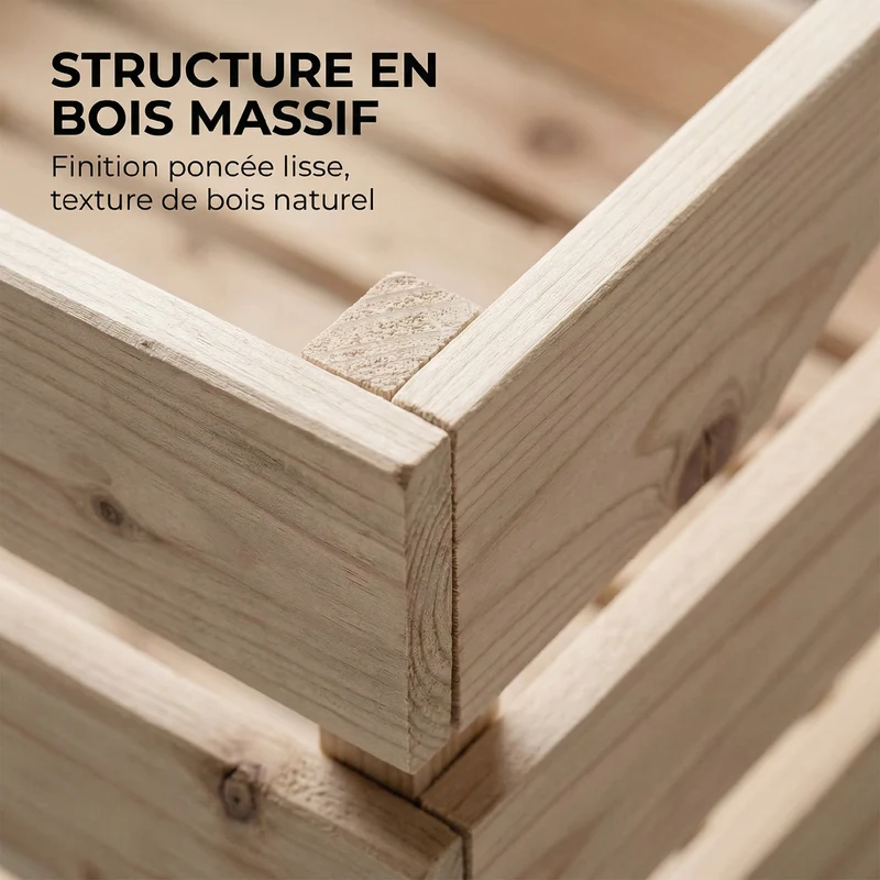 Support de corbeille à fruits empilable cuisine 27 x 37,5 x 60 cm compact rangement vertical rustique en bois naturel 21_0005764