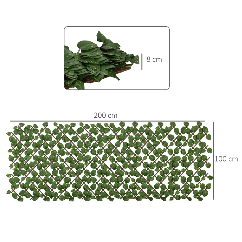 Lot de 2 haies artificielles extensible brise vue 200 x 100 x 8 cm intimité sans entretien moderne jardin en pe vert 21_0004002