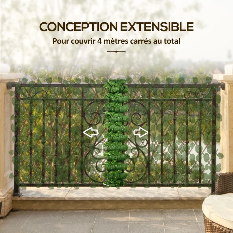 Lot de 2 haies artificielles extensible brise vue 200 x 100 x 8 cm intimité sans entretien moderne jardin en pe vert 21_0004002