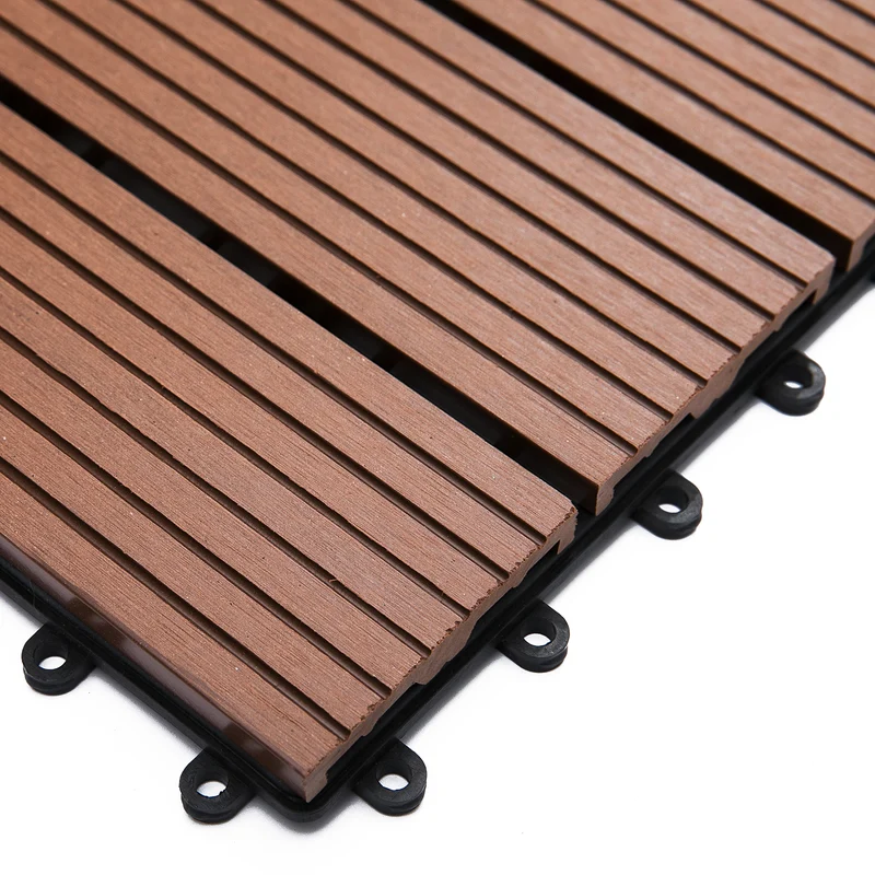 Lot de 11 dalles de jardin clipsables 30 x 30 x 2,2 cm antidérapantes pose facile style moderne en hdpe marron clair 21_0003934