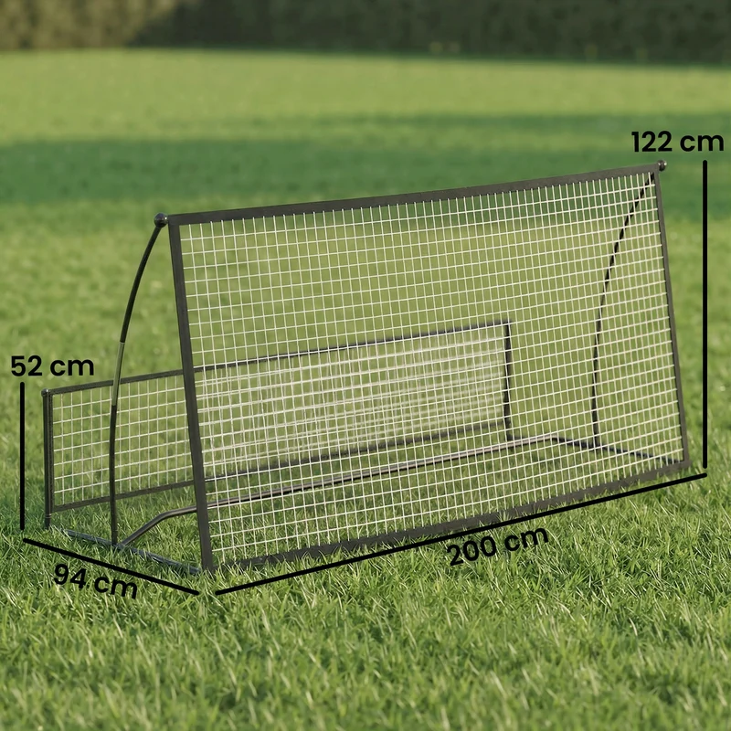 Filet de rebond football 200 x 94 x 122 cm double face stable entraînement intensif design sportif en polyester noir 21_0006635