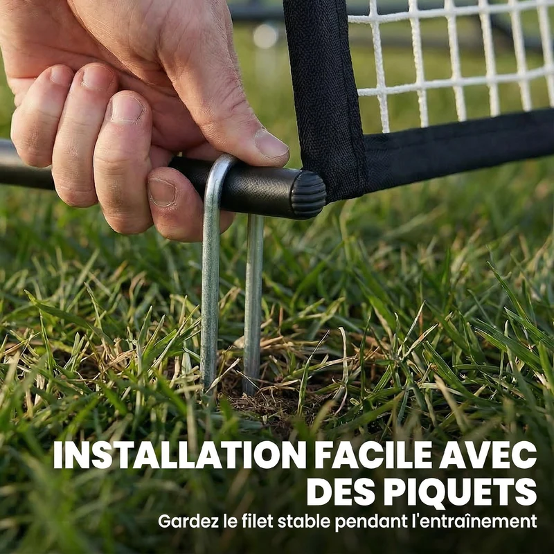 Filet de rebond football 200 x 94 x 122 cm double face stable entraînement intensif design sportif en polyester noir 21_0006635